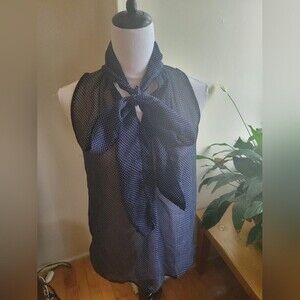 Jules & Leopold Navy Polka Dots Women Sleeveless Blouse Size Small